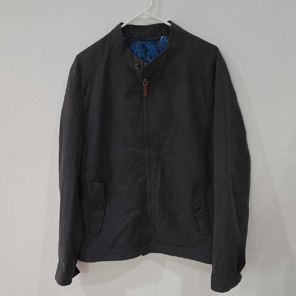 Ted Baker Sz 6 Mens Charcoal Jacket with Blue Lining
